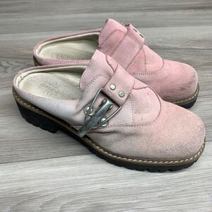 GEIER WALLY AUSTRIA Women’s 6-6.5 EU 37 US Suede Leather Mules Slides Clogs Pink